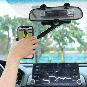 360° Car Rearview Mirror Phone Holder Mount Phone and GPS Holder Universal Rotating Adjustable Telescopic Phone Stand Support