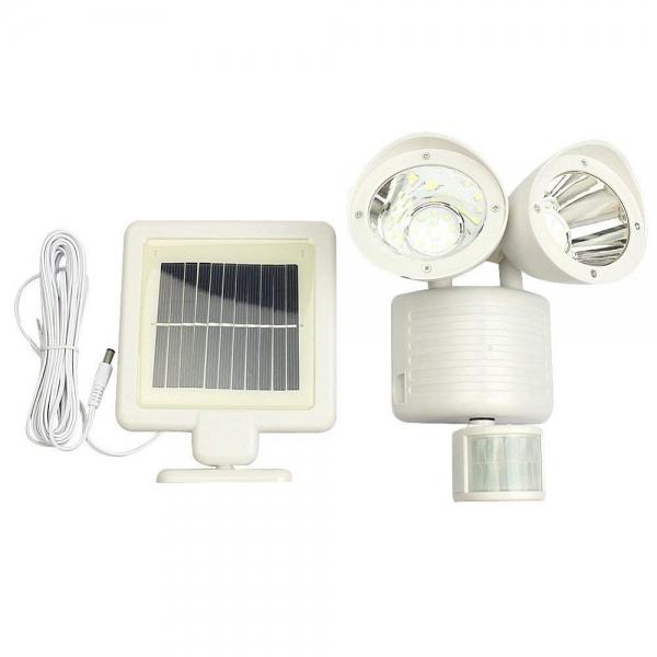 22 LED Solar Powered Double Head Motion Sensor White Light Wall Lamp Outdoor Security Flood Light - White Shell