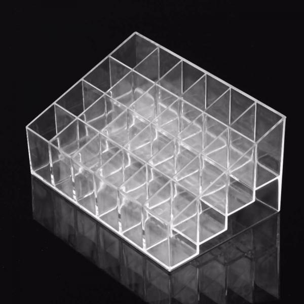 24-Compartment Lipstick Holder Display Stand Clear Acrylic Makeup Cosmetic Organizer Transparent