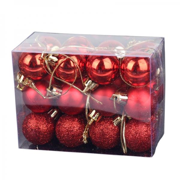 24pcs 3cm Christmas Tree Decor Ball Bauble Xmas Party Hanging Ornament Decorations - Red