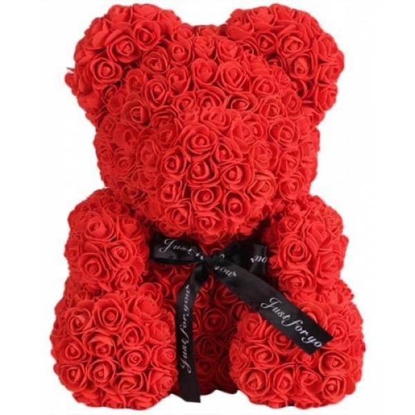25cm Valentine Day Gift Artificial Roses Bear Wedding Party Decoration Gift Box - Red
