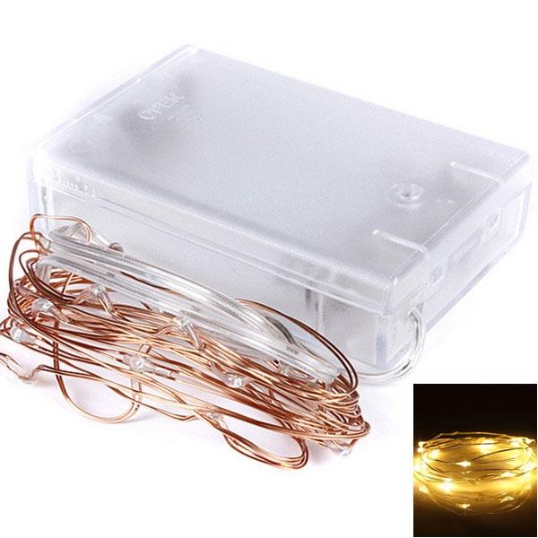2M 20-LED 4.5V 1.2W String Light Silver Wire Battery Powered - Yellow
