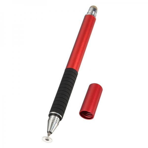 2-in-1 Capacitive Pen Touch Screen Drawing Pen Stylus for Samrtphone Tablet PC Red