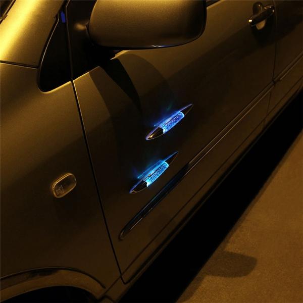2 pcs Car Decorative Shark Fin Style Solar Powered LED Warning Light Golden