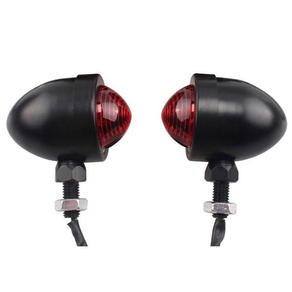 2pcs Motorcycle Turn Signal Bullet Amber Lights Indicator Blinker Black & Red