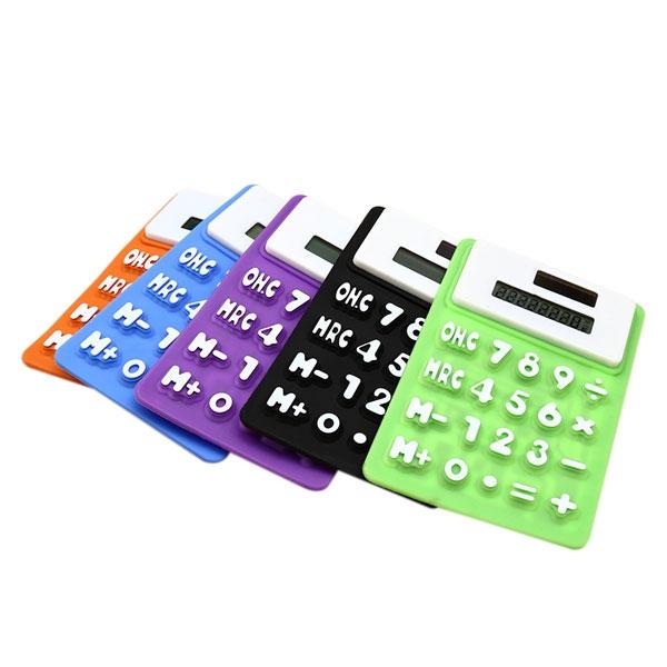 2pcs RJSQ5 Cute Portable Silicone Solar Calculators Random Color