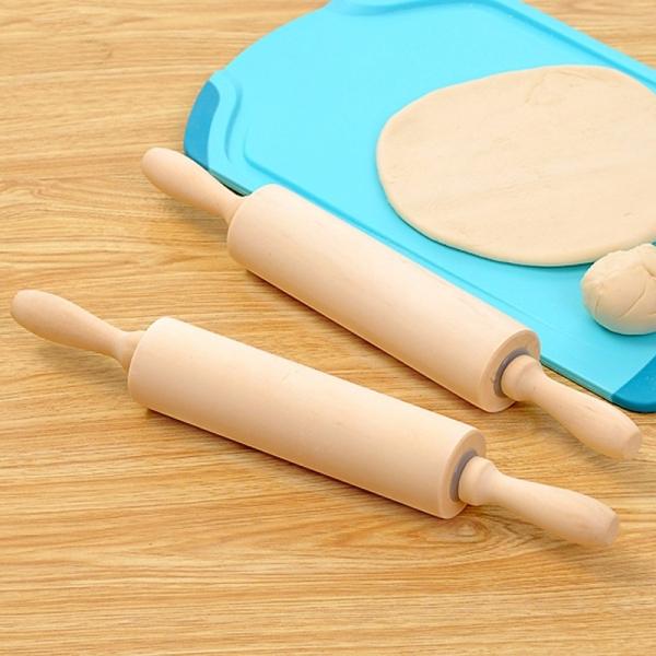 30.5 x 5.5CM Wooden Rolling Pin with Ball Bearing Handles Baking Tools Dumpling Pizza Pastry Roller Wood Color Size S