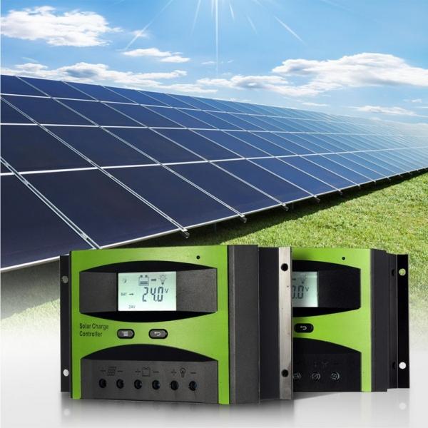 30A 12V/24V Solar Charge Controller PWM Charging Temperature Compensation Overload Protection LCD Display