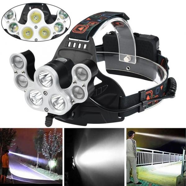 35000LM 7 LED XM-L T6 4 Modes Powerful Long Shot Adjustable Headlamp Travel Head Torch for Hiking / Fishing / Camping / Outdoors / Night Riding / Running