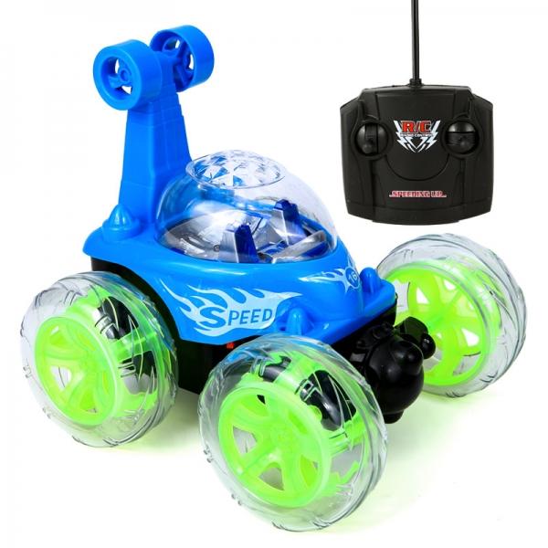 360 Degree Spinning and Flips Remote Control Stunt Dumper Car with Color Flash and Music RC Car Toys Gifts for Children Kids Birthday Xmas - Blue