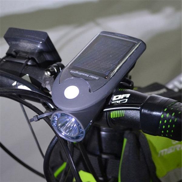 360-Degree Rotating Base Solar Power USB 2.0 Rechargeable LED Light for Bicycling Black