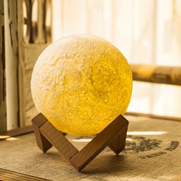 5.12inch 3D Printing Moon LED Night Light Moonlight Base Color Changing-Pure Version