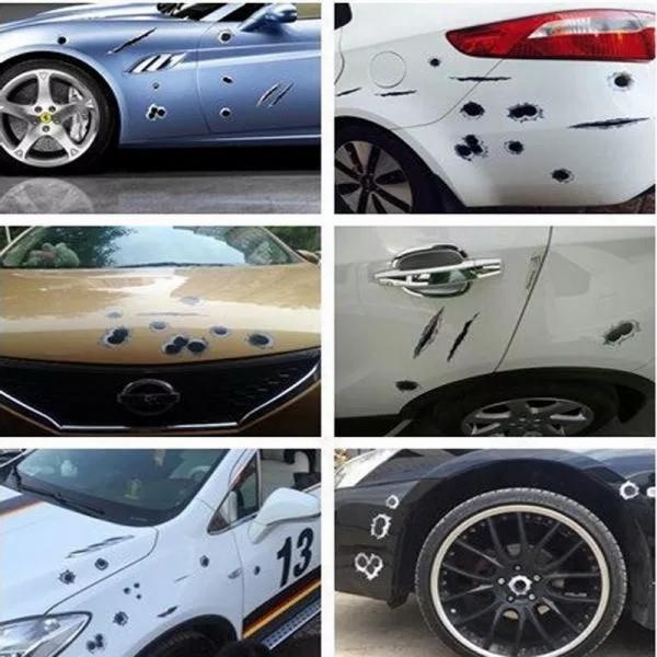 3D Simulated Bullet Holes Car Sticker Scratch Decal Waterproof Car Motorcycle Cover Up Scratches Stickers 23X29CM