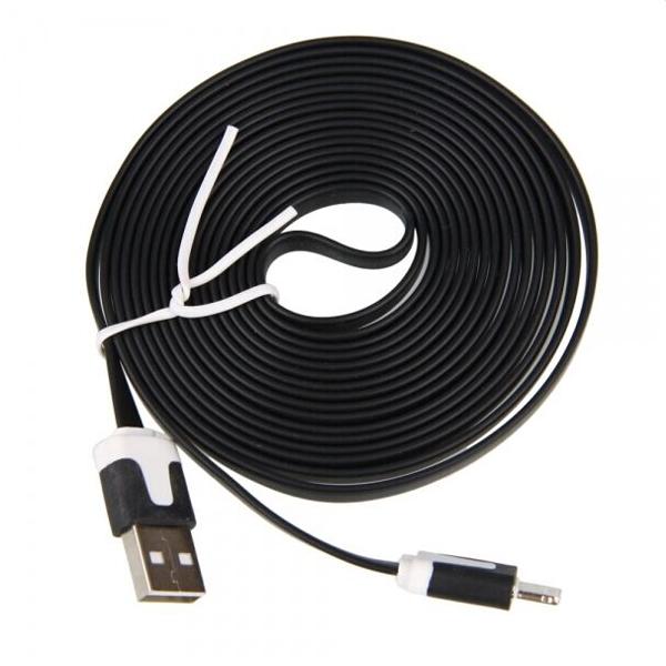 3M Flat Style USB Data & Charging Cable for iPhone Black