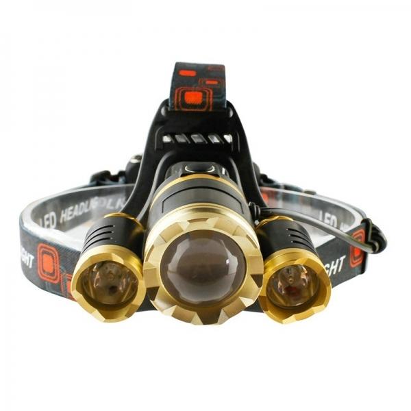 3*T6 900 Lumens LED Bicycle Headlight Outdoor Sports Headlamp 4 Modes Adjustable Head Light Black
