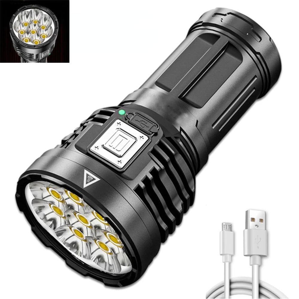 100000LM 8 Cores XHP70 Super Bright LED Torch Powerful Rechargeable COB Side Light 5 Modes Outdoor Adventure Torch
