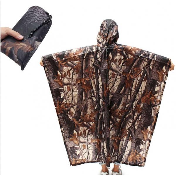 3 in 1 Multi-function Outdoor Raincoat Poncho for Fishing Hiking Camping Mountaineering Tourism Leaf Camo