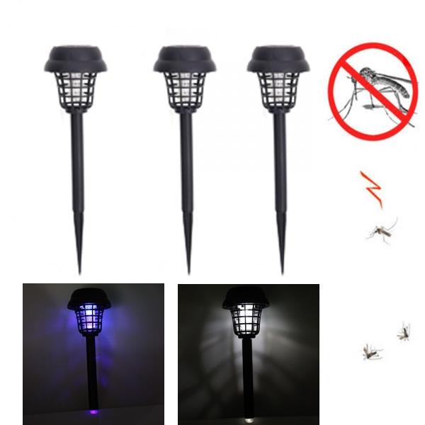 3pcs LED Solar Power UV Mosquito Zapper Killer Light Lamp