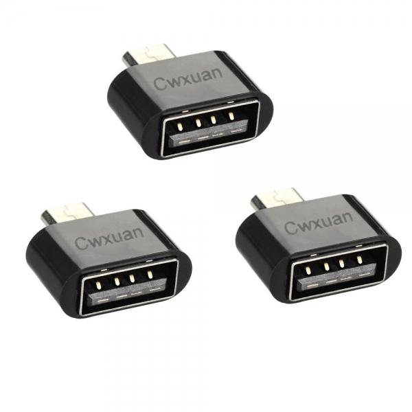 3pcs Micro USB Male to USB Female OTG Adapter for Android Smartphone/MID Black