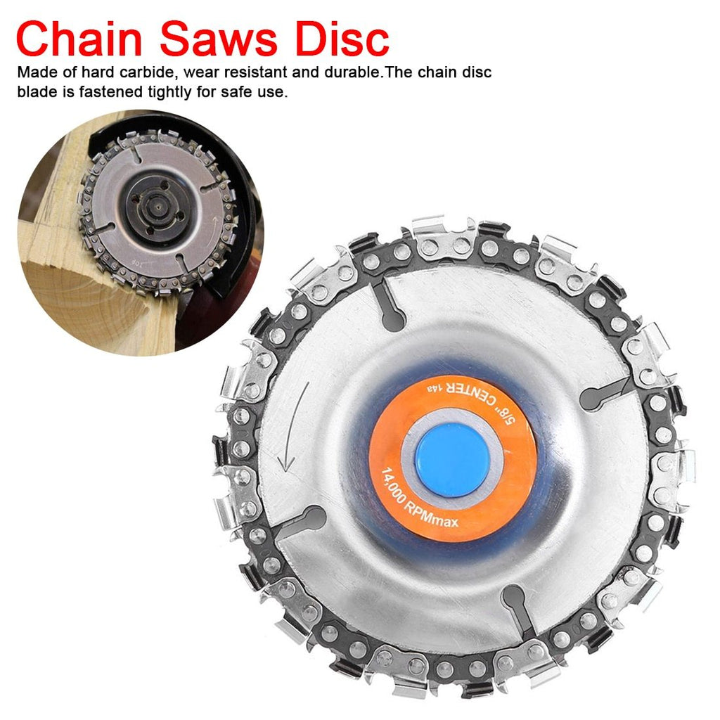 4 inch Wood Carving Disc Cut Chain 22 Tooth Grinder Disc Fine Chainsaw Set with Chains for 100/115 Angle Grinder Wooking Tools