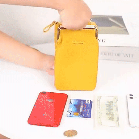 Women Leather Phone Bag Solid Crossbody Bag Wallet