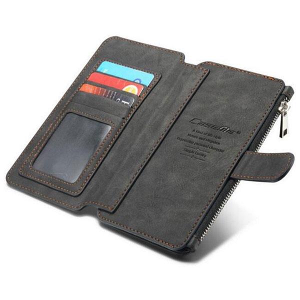 4.7inch Vintage Leather Wallet Card Zipper Flip Case Cover for iPhone 6/6S Black