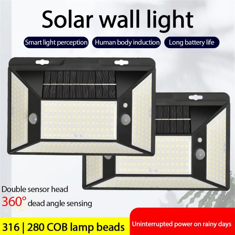 1PCS/2PCS 316 LED Solar Light Outdoor Solar Lamp PIR Motion Sensor Wall Light Waterproof Solar Sunlight Powered Garden Street Light