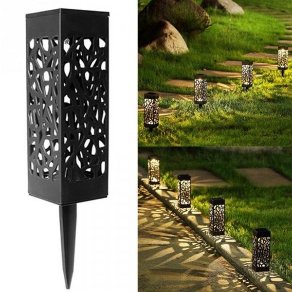 5 Pcs/Pack Solar Power Light Sensor Hollow Out Lawn Lamp Waterproof Pathway Outdoor Garden Landscape Light - Warm White