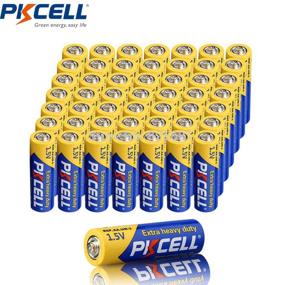 50Pcs R6P PKCELL AA Battery aa 2a 105min 1.5V r6p UM3 MN1500 E91 Super Heavy Duty Batteries For Clock Radio Toys US Only