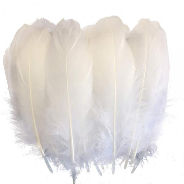 50pcs Natural Goose Feathers 15-20cm For DIY Craft Hats Party Wedding Decoration - White