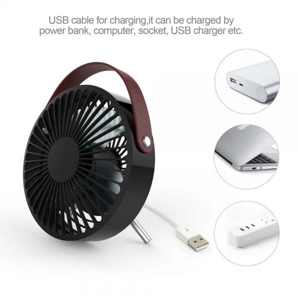 5.5 Inch Mini Portable 2 Speed USB Electric Desktop Fan with Adjustable Metal Stand - Black