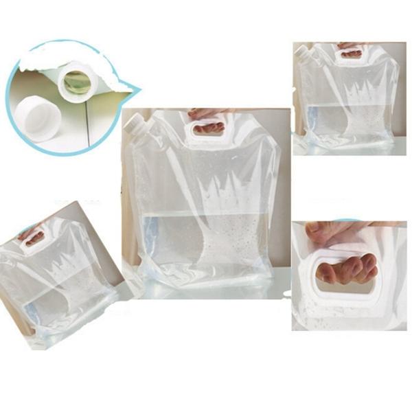 5L Outdoor Folding Water Bag Water Carrier Storage Lifting Bag White