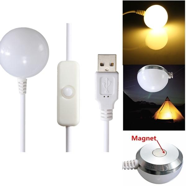 5W 2 Modes USB LED Camping Light Soft Light Outdoor Tent Bulb Lamp Magnetic Bottom - Yellow Lamplight