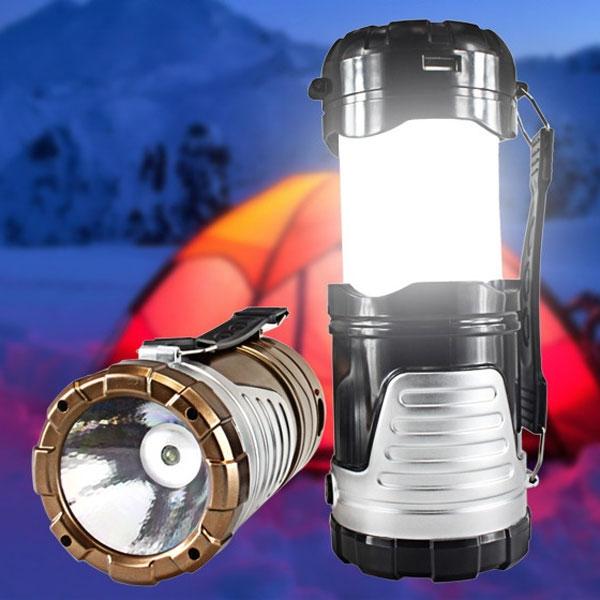 5W 600LM 6-LED 2 Modes Solar Power Flashlight Lantern Outdoor Camping Bronze