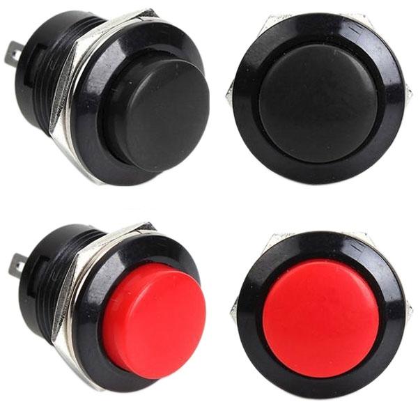 5pcs 16mm Non-locking SPST Momentary Push Button Switch 3A 250V OFF-(ON) Red & Black