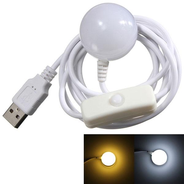 6 LED Magnetic Tape Metal Base USB Reading Night Light with Switch White Light