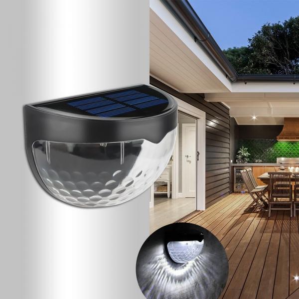 6 LED Droplet Shape Solar Wall Light Waterproof Outdoor Lighting - Cold Light & Black