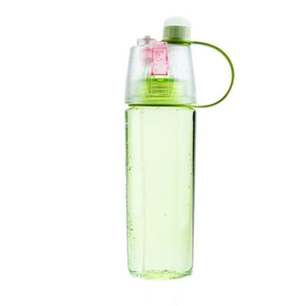 600mL Creative Portable Button Water Cup Mist Spray Atomizing Water Bottle for Outdoors Green