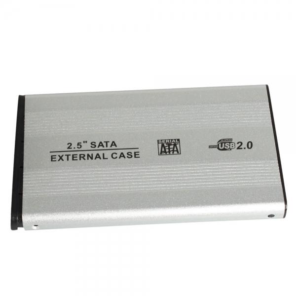 2.5inch USB 2.0 SATA HDD Hard Drive Enclosure External Case Silver