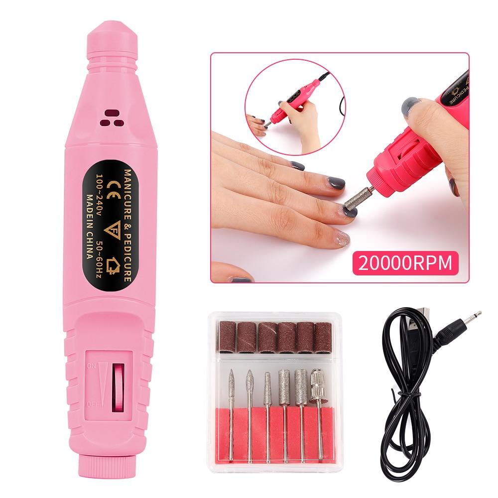 6Pcs/Set USB Charging Professional Nail Polisher Nail Electric Drills File Acrylic Manicure Tool Pedicure Machine Nail Art Tools