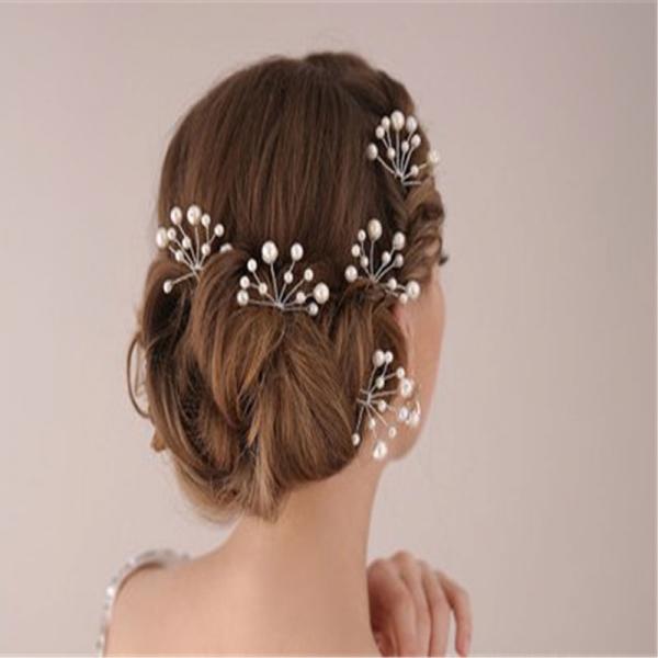 6pcs Bridal Prom Pearl Flower Hair Clip Pin Wedding Party Jewelry Beauty White