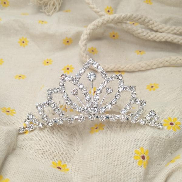 Bridal Rhinestone Crown Tiara Hair Clip/Hair Comb 1 M1 Silver