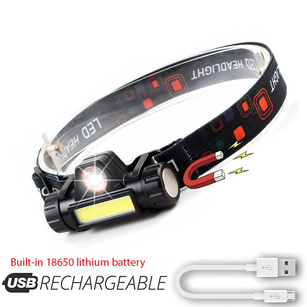 Rechargeable LED Headlamp  XPE+COB Work Light 2 lighting modes With tail magnet Detachable headlight For camping, adventure