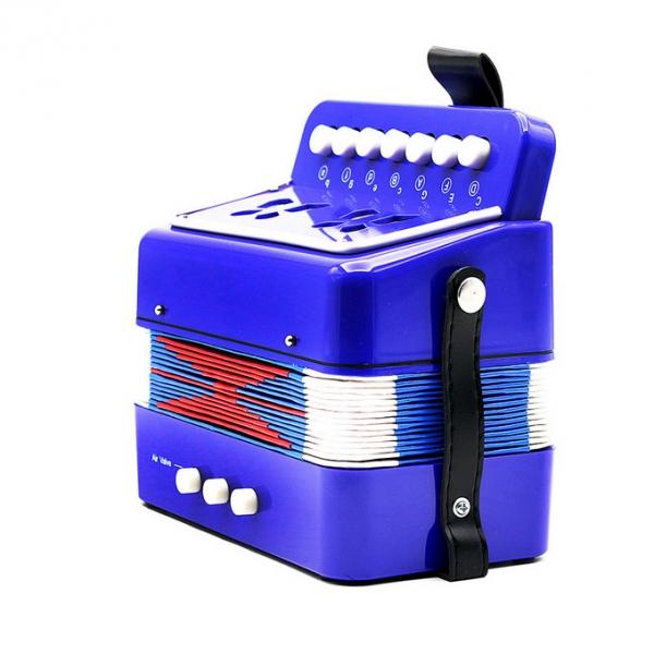 7-Key 2 Bass Mini Accordion Musical Instrument Toy Gift for Kids Blue