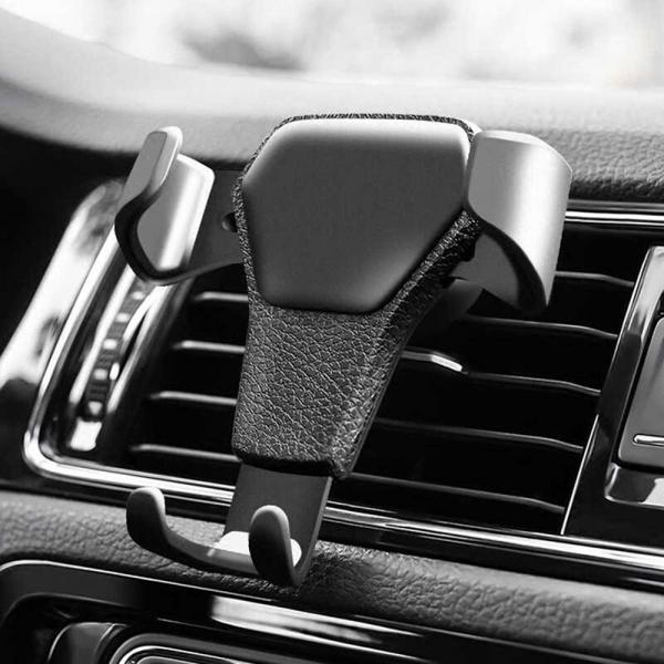 ABS Car Phone Holder Air Vent Outlet Stand Gravity Linkage Clip Mount - Black