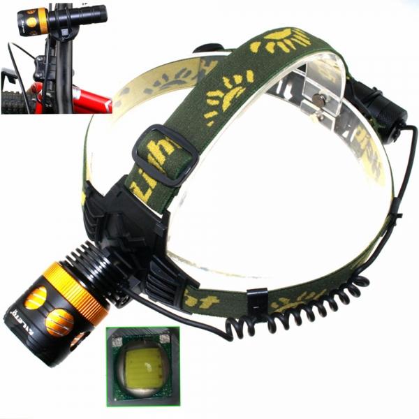 ALETO KL244T6 1-LED 700LM 3-Mode White Light Mechanical Zooming Flashlight / Headlamp / Bicycle Light Black (1 x 18650)