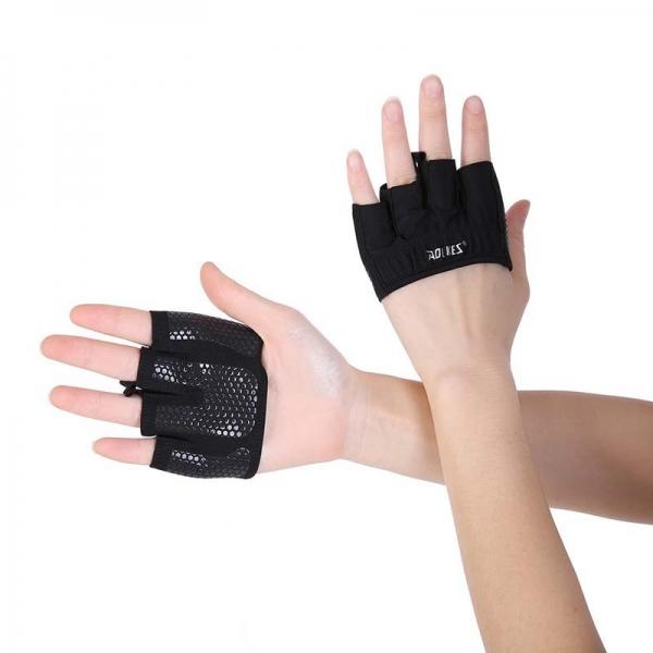 AOLIKES Unisex Four Finger Anti-slip Breathable Weightlifting Yoga Gym Sport Protective Gloves - Black & Size S
