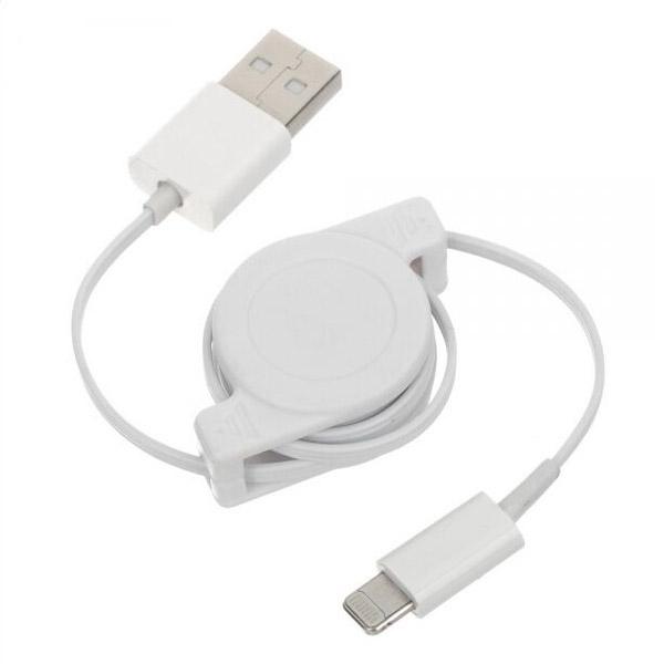 Adjustable USB Data & Charging Cable for iPhone X/8/7/6/5/iPad Mini/Air/iPod Touch 5/Nano 7 White