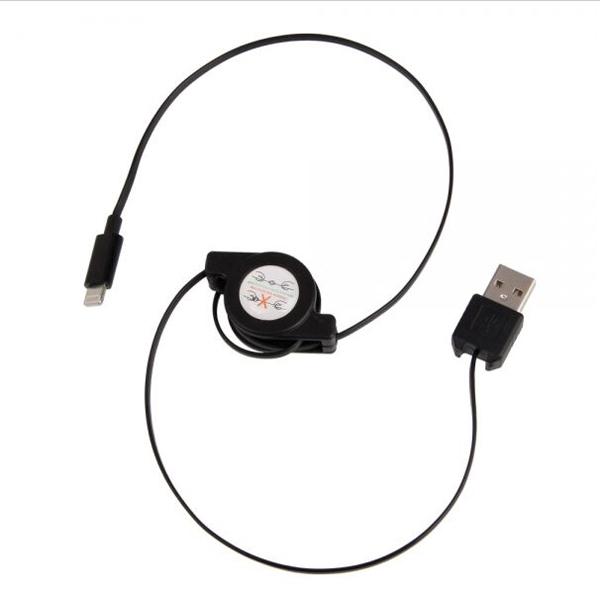 Adjustable USB Data & Charging Cable for iPhone 7/6/5/iPad Mini/Air/iPod Touch 5/Nano 7 Black