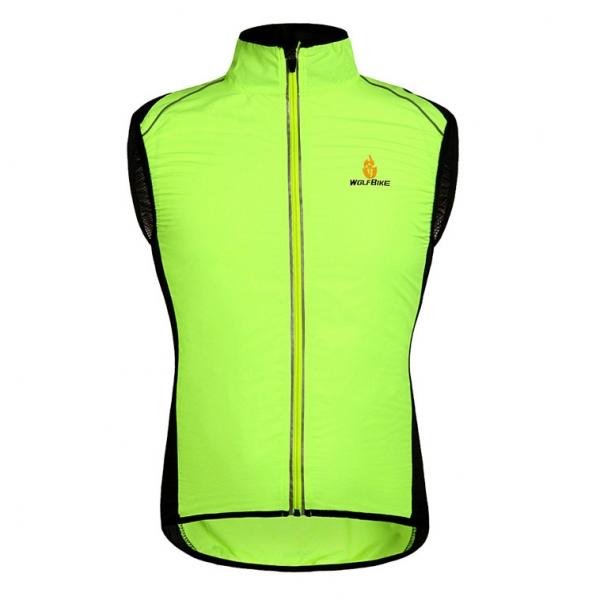 Adult Cycling Windproof Waterproof Sleeveless Jersey Fluorescent Green L